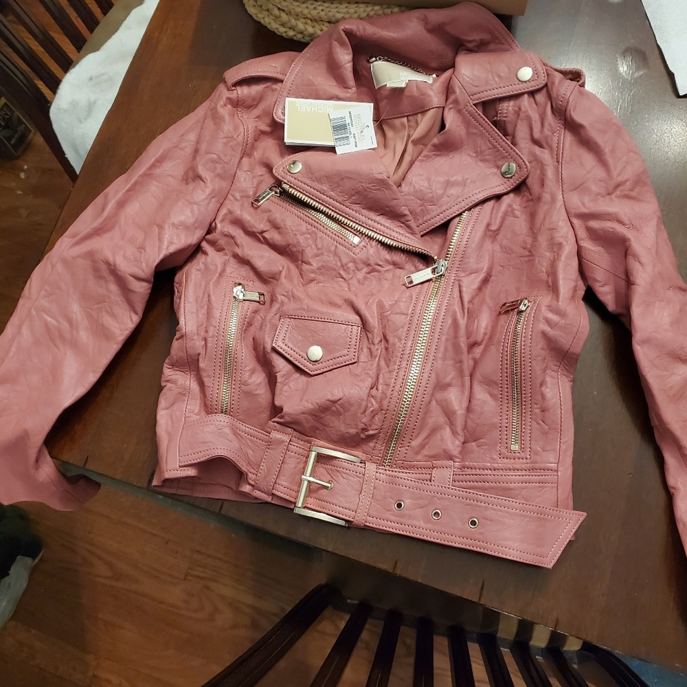 Michael kors leather jacket  Pink